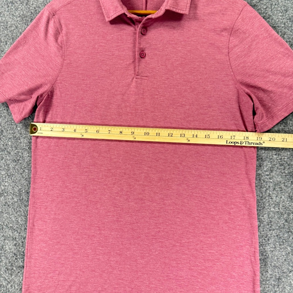 Lululemon Evolution Polo Shirt Men's Medium Pink Heathered Short Sleeve Athletic - Picture 4 of 7